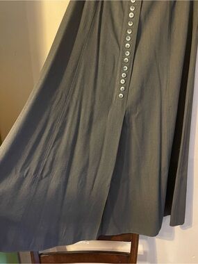 Steilmann Vintage Grey Rayon Button Down Front A-Line Maxi Skirt Sz 6